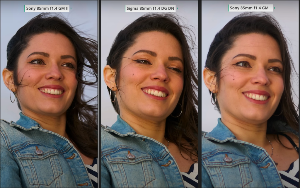 Comparaison du piqué sur un portrait entre le Sigma 85mm f1.4 et le Sony 85mm f1.4 GM II et GM I