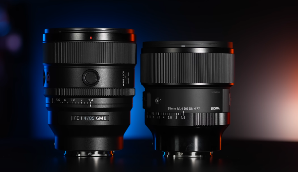 Comparaison de la taille du Sony 85mm f1.4 GM II avec le Sigma 85mm f1.4 DC DN 